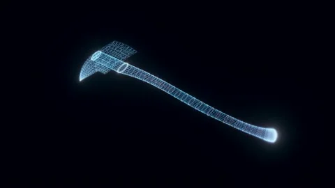 Fire axe hologram Rotating Stock Footage 154835941