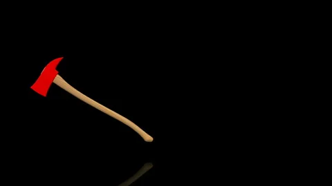 Fire Axe turns on itself - loop animation - black background Video stock 255461737