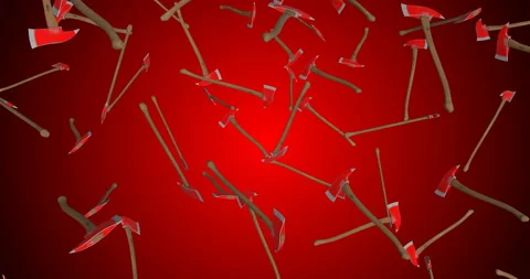 Fire Axes Falling slow motion animation Video stock 238446755