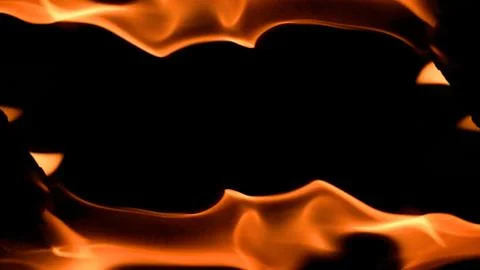 Fire background burning flame frame on a black background Stock Photos