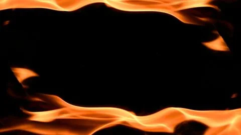 Fire background burning flame frame on a black background Stock Photos