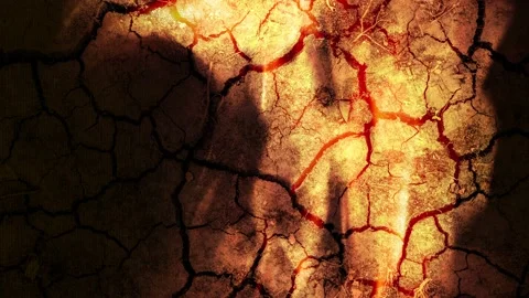 Fire on a background of cracked earth 库存影片 231211287
