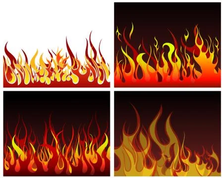 Fire backgrounds set Illustrazione stock
