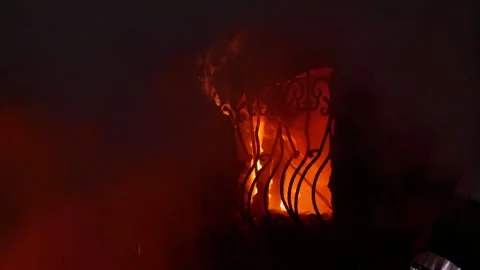 Fire on the balcony Stock Footage 166309030