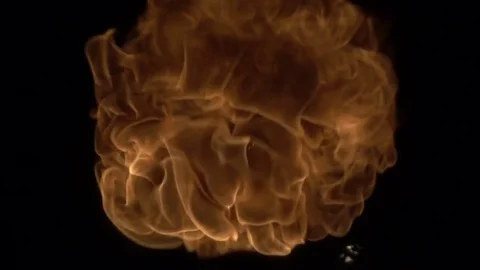 Fire ball burning on black background Stock Footage 74371048