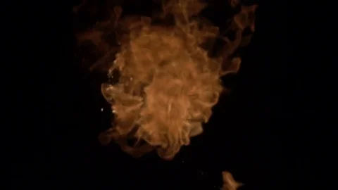Fire ball burning on black background Stock Footage 74371061