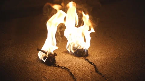 Fire Ball closeup in slow motion Stock Footage 48017641