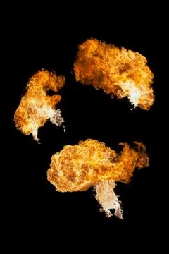 Fire ball explosion from bottom to top Stock Photos