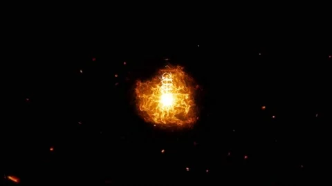 Fire Ball Glowing on light bulb is hanging and fire Insect flying. 库存影片 142246390