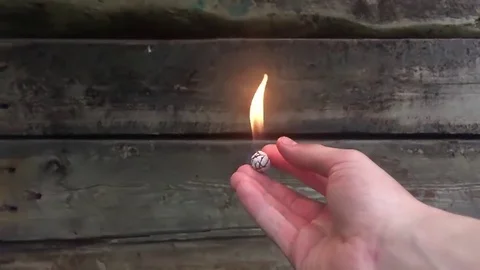 Fire ball in hands Stock Footage 78944619