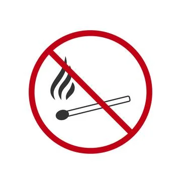 Fire ban icon. Stop burning matches illustration symbol. Sign no flame vector Stock Illustration