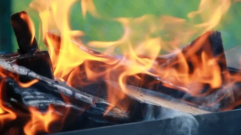 Fire For Barbecue, Close Up Stock Footage 96207139