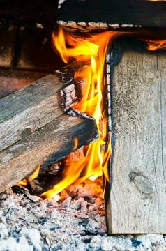 Fire in a barbecue Stock Photos