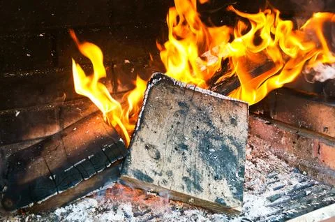 Fire in a barbecue Stock Photos