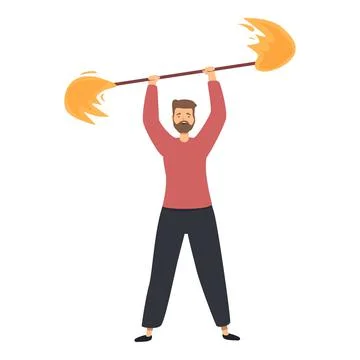 Fire barbell icon cartoon vector. Fire show Stockillustratie