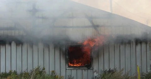 Fire barn at day. Stock Footage 94772453
