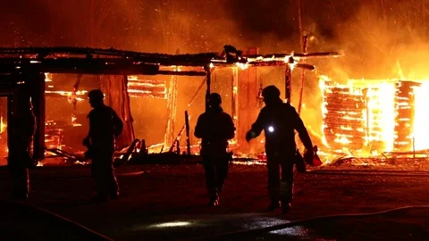 A fire in a barn Stock Footage 196871301