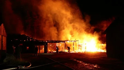 A fire in a barn Stock Footage 196871302
