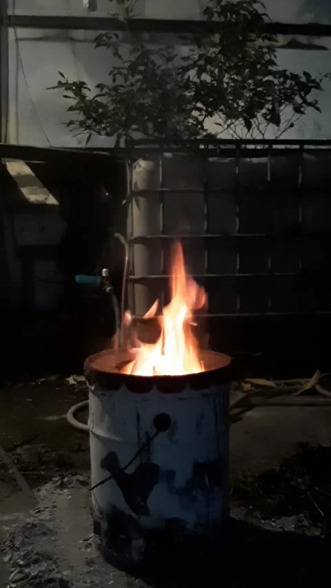 Fire from Barrel, Vertical Footage Video stock 340110083