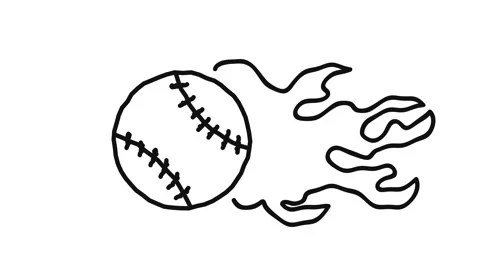 Fire baseball ball looping animation on white background Stock Footage 341787089