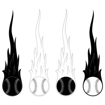 Fire baseball in grayscale tones Stock Illustration