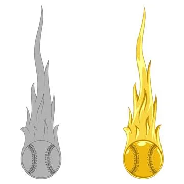 Fire baseball in shiny pure gold Stock Illustration