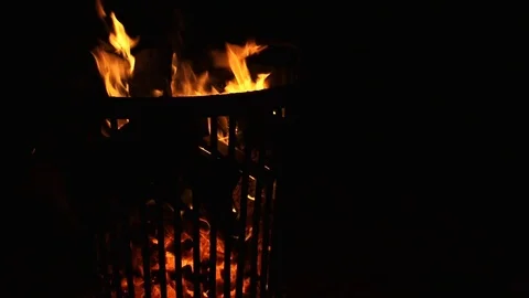 Fire basket by night Stock Footage 122824277