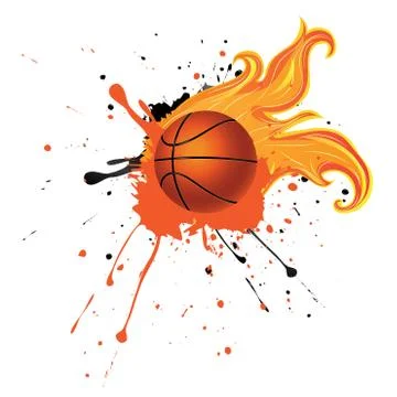 Fire Basketball Ball 스톡 일러스트