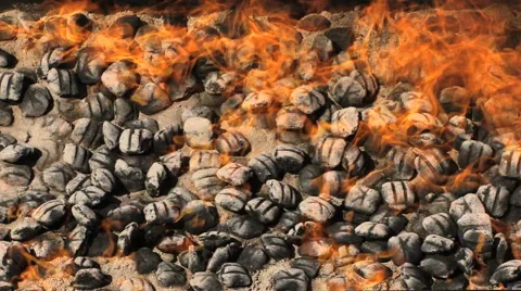 Fire BBQ Coal Flames HD Stock Footage 41235161