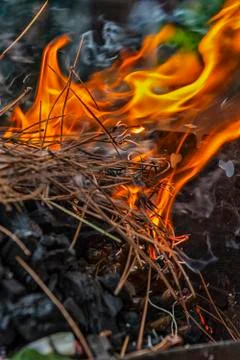 The fire in the bbq Stock Photos