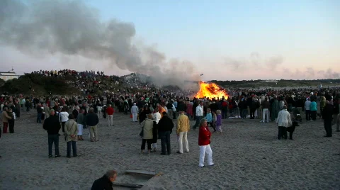 Fire on the beach Stock Footage 843040