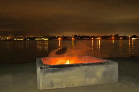 Fire On the Beach Stock Photos