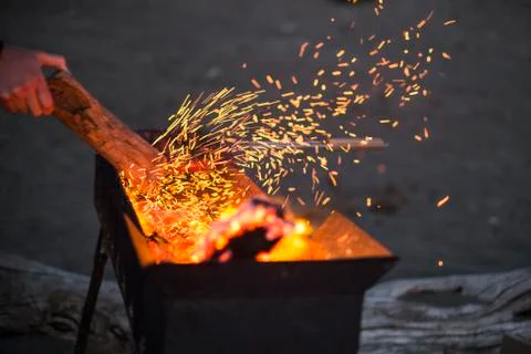 Fire on a beach Stock Photos