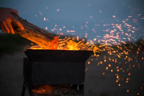Fire on a beach Stock Photos