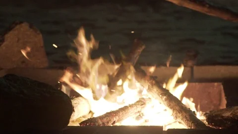 Fire on the beach slow motion Stock Footage 103987506