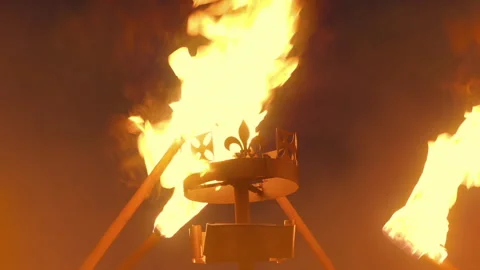 Fire Beacon Is Lit In Thick Mist Stock-Footage 305485433
