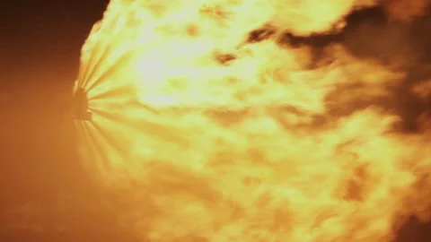 Fire. Big flame. Annealing of associated gas. Burner for burning associated Stock Footage 178631722
