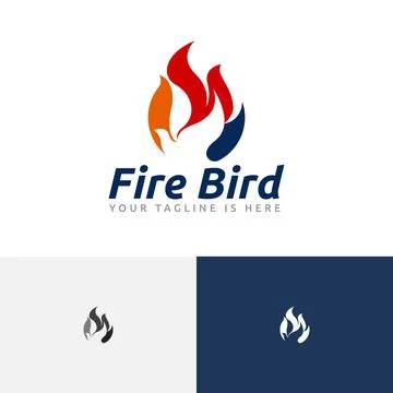 Fire Bird Flame Hot Phoenix Negative Space Logo Stock Illustration