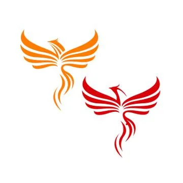 Fire bird phoenix logo design vector illustrations graphic Stock Illustration