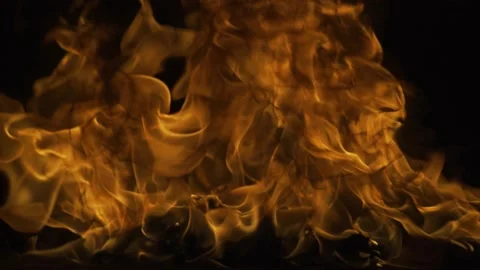 Fire on a black background. Abstract fire flame background, large burning fire Stock Footage 168538845