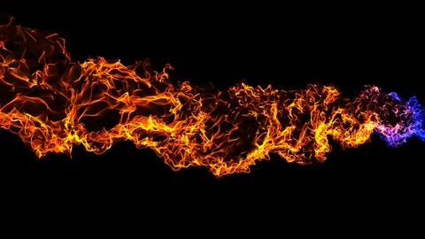 Fire on black background with an alpha channel Stock Footage 128930383