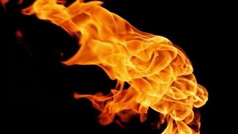 Fire on a black background from the bottom right corner Stock Footage 79692443
