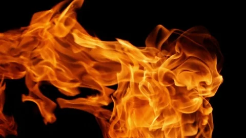 Fire on a black background coming from the bottom Stock Footage 79692973