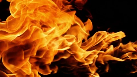 Fire on a black background coming from the right side Stock Footage 79693790