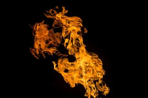 Fire on black background. Fiery patterns. Burning flame. Blazing fire. 스톡 사진