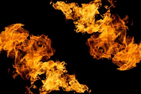 Fire on black background. Fiery patterns. Burning flame. Blazing fire. 스톡 사진
