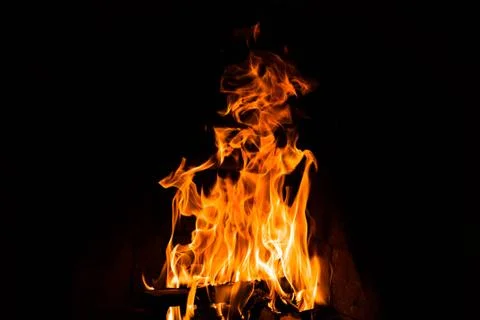 Fire on a black background. fireplace concept. Foto stock