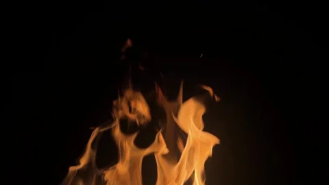 Fire on black background. Isolated fire on black background. Flame on black Stock Footage 307612092