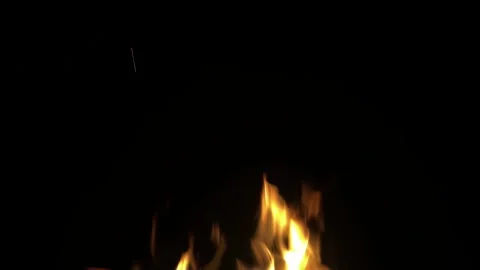 Fire on black background. Isolated fire on black background. Flame on black Stock Footage 307941130