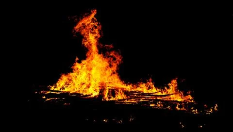 Fire on black background Stock Photos